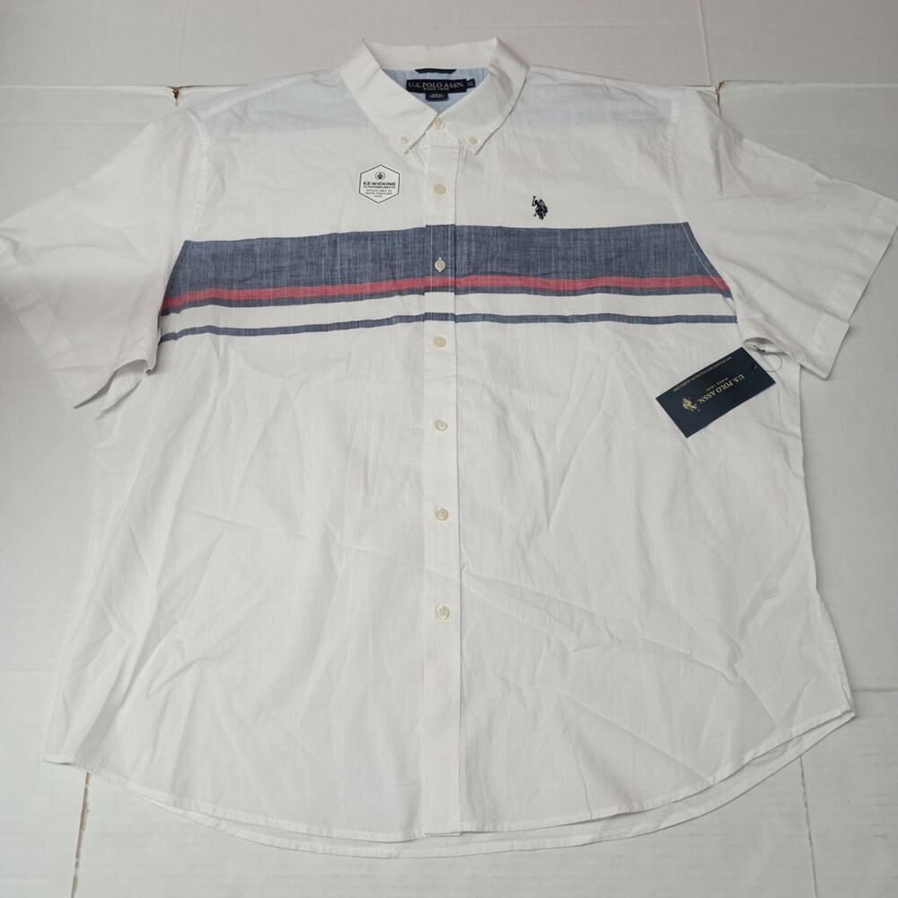 U.S. Polo Assn. Woven Shirt Men's 3XL Optic White Ez Wicking